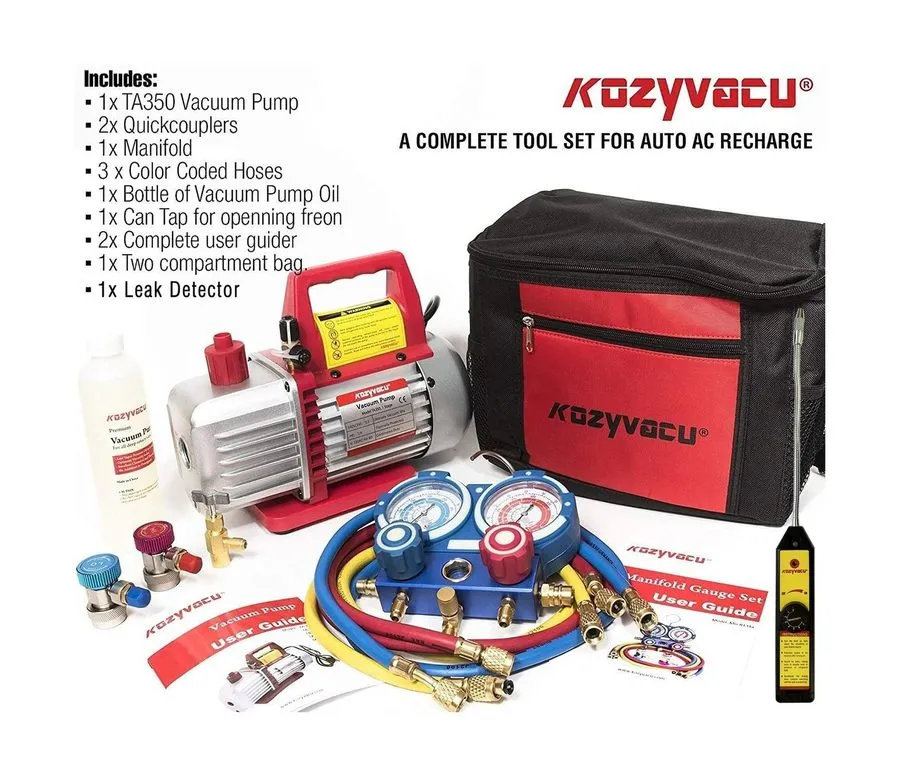 Насос 1/3 HP 1-Stage HVAC Vacuum Pump and 4 Way AC Manifold Gauge Set with 4.5 C — фото лота 1