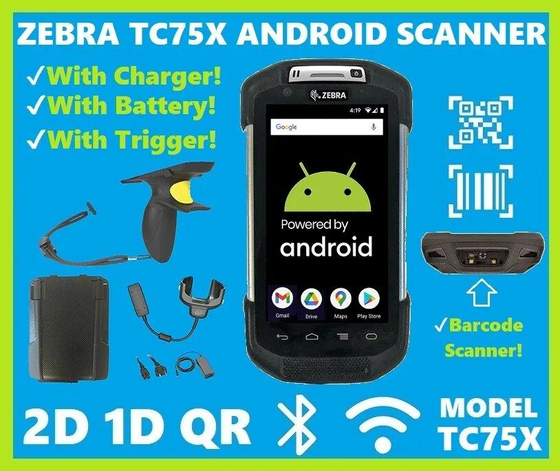 Терминал сбора данных Zebra TC75x Ultra Rugged Android Barcode Scanner 2D/1D, Go