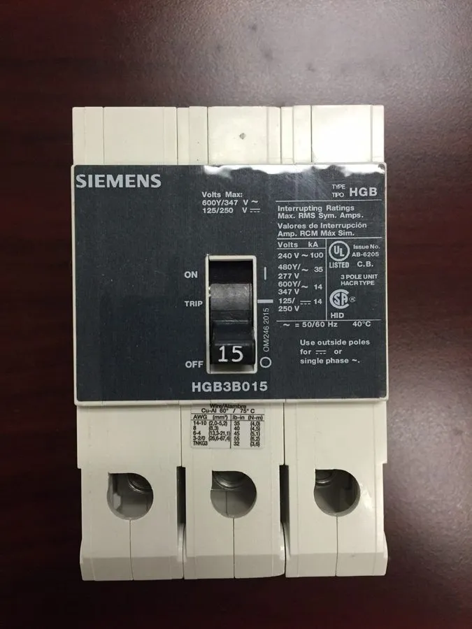 Автоматический выключатель ITE/Siemens HGB3B015B HGB3B015 3Pole 15Amp 480V Bolt-