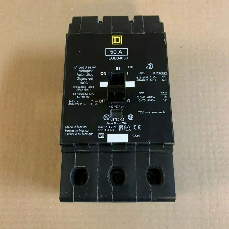 Автоматический выключатель Square D EGB34050 3 Pole 50 Amp 480V Circuit Breaker