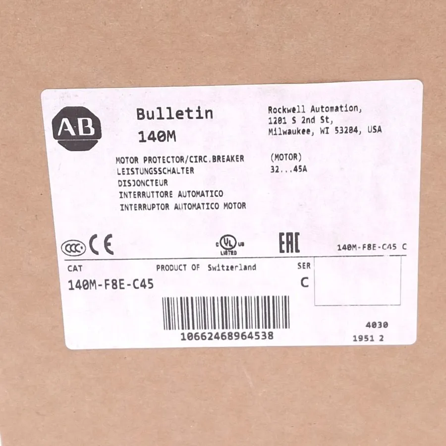 Автоматический выключатель ALLEN BRADLEY 140M-F8E-C45 CIRCUIT BREAKER MOTOR PROT