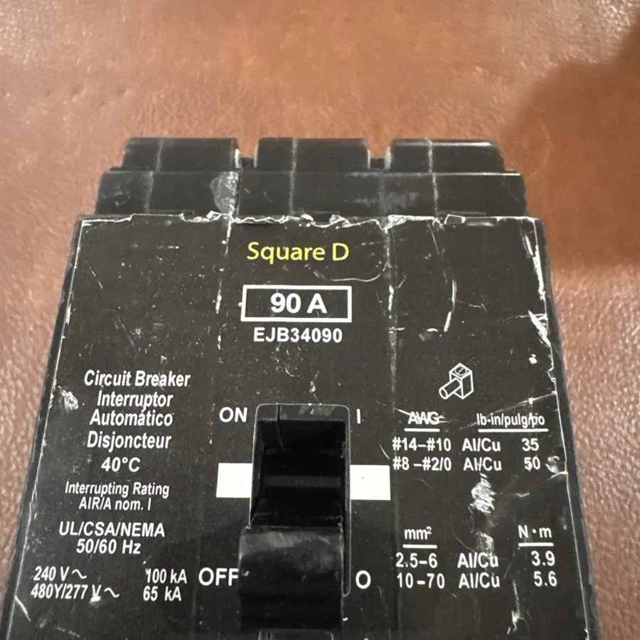 Автоматический выключатель Square D EJB34090 3 Pole 90 amp 480v Circuit breaker 