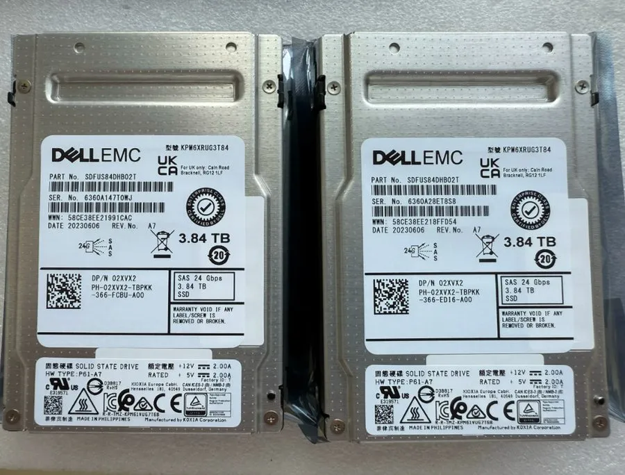 SSD-накопитель 2XVX2 02XVX2 Dell EMC 3.84TB 24Gbps SAS RI TLC 2.5'' SSD 14/15/16