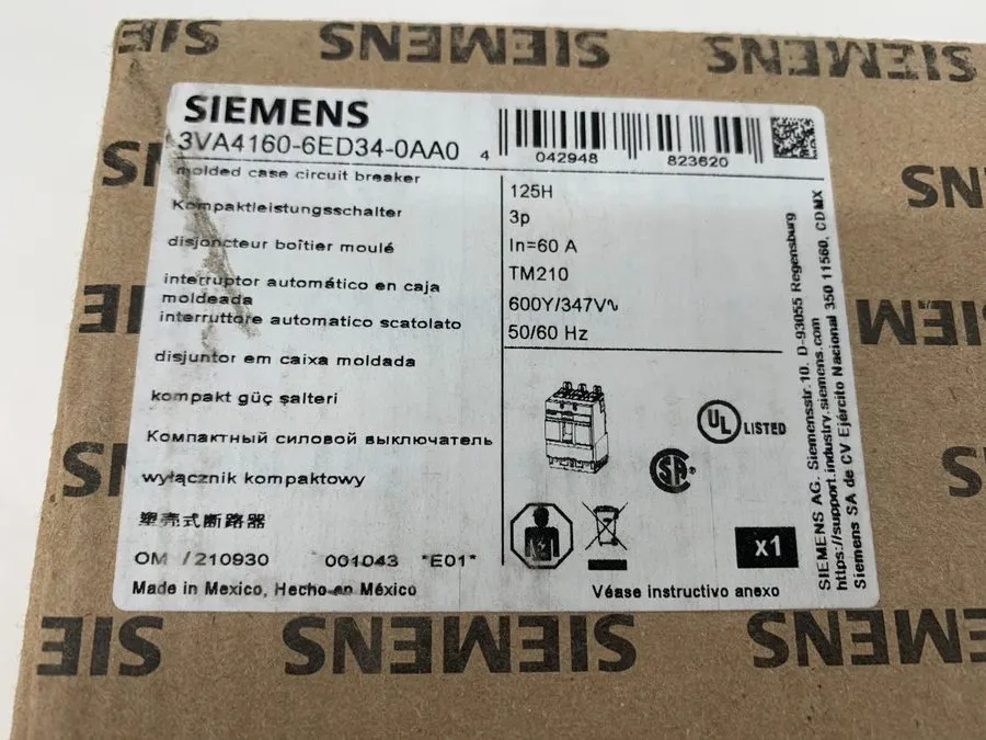 Автоматический выключатель Siemens 60 Amp Bolt-On Circuit Breaker 480 VAC 3 Pole