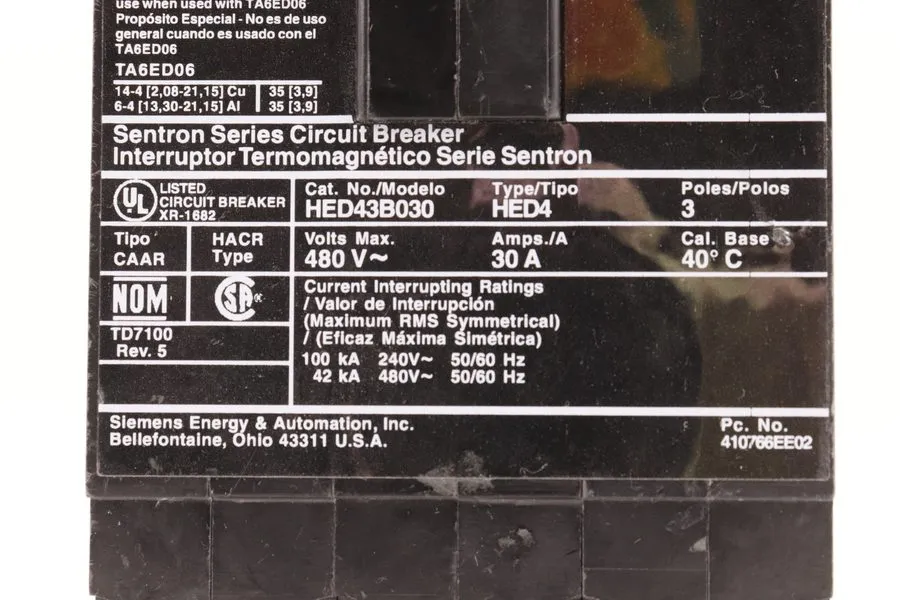 Автоматический выключатель Siemens HED43B030 Sentron Series Circuit Breaker 30A