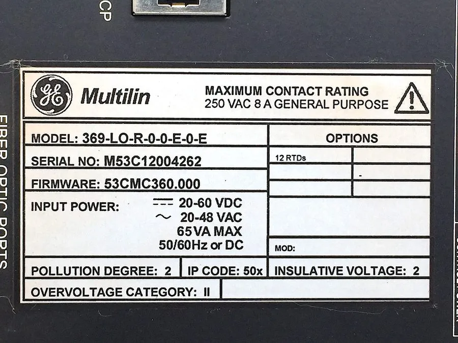 Реле защиты GE Multilin 369 369-LO-R-0-0-E-0-E Motor Management Relay 3PH Protec — фото лота 1