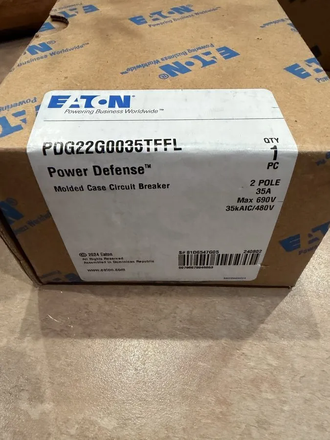 Автоматический выключатель EATON case molded PDG22F0035TFFL 35 Amp 480V 2 Pole C — фото лота 1
