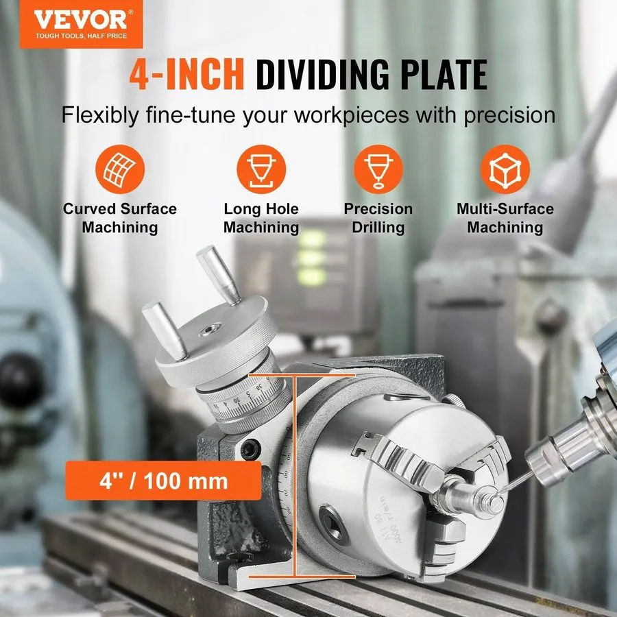 Поворотный стол 4x100mm & 3.1x80mm 3-Jaw Chuck Rotary Table, Horizontal & Vertic