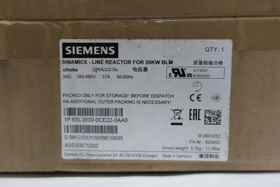 Частотный преобразователь 6SL3000-0CE22-0AA0 SIEMENS SINAMICS LINE REACTOR