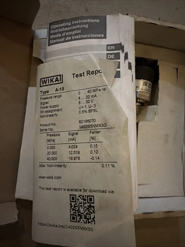 Датчик давления Wika Pressure Transmitter A-10 82186070 0-40MPa 4-20mA 8-30V — фото лота 3