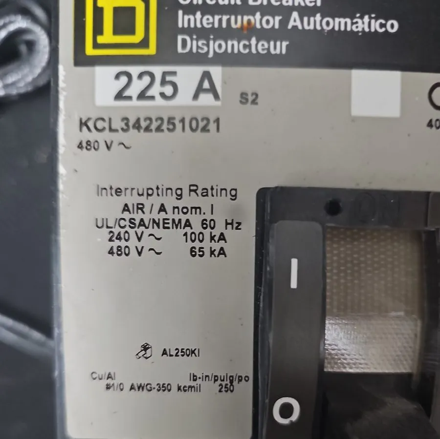 Автоматический выключатель Square D 225A Circuit Breaker KCL342251021 480V Indus — фото лота 1