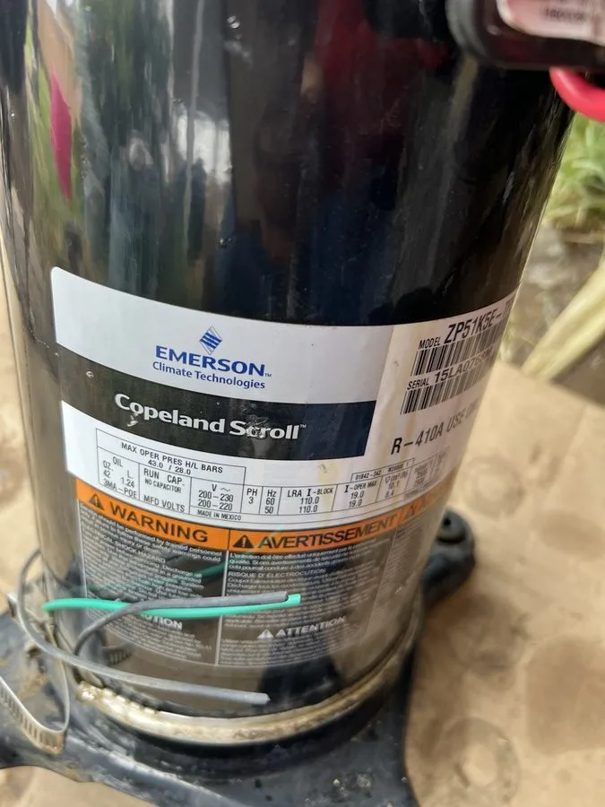 Компрессор Copeland Scroll R410A Compressor ZP51LXEPFV800 Replaces ZP51K5E ZP51K — фото лота 1