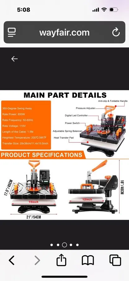Полиграфическое оборудование DREAMVAN 8-in-1 Heat Press Machine 12" x 15" Swing 