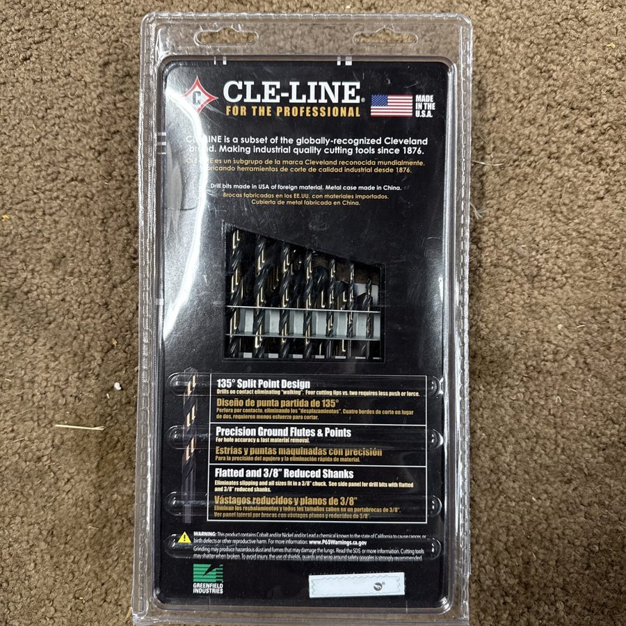 Режущий инструмент CLE-LINE Black And Gold Drill Bit Set #C18131 MADE IN USA — фото лота 1