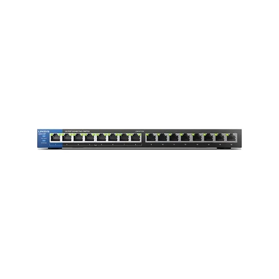 Коммутатор Linksys LGS116P 16-Port Gigabit PoE+ Unmanaged Network Switch 80W