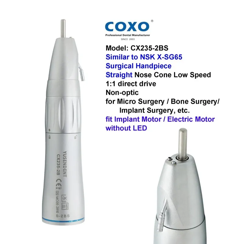 Стоматологический наконечник COXO Dental Surgical Handpiece Straight Implant Low — фото лота 1