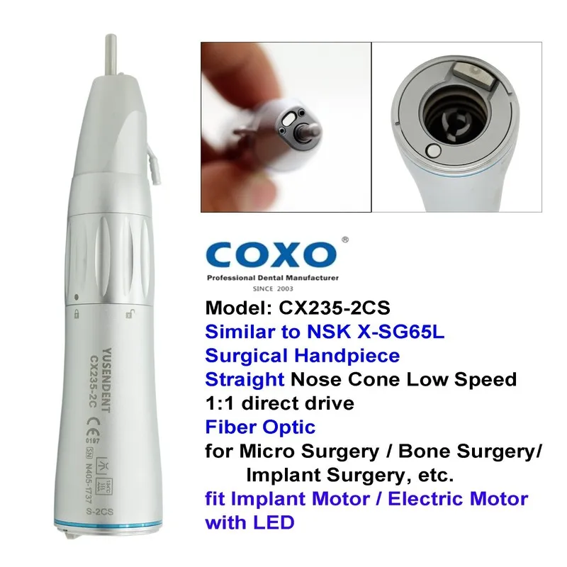 Стоматологический наконечник COXO Dental Surgical Handpiece Straight Implant Low — фото лота 2