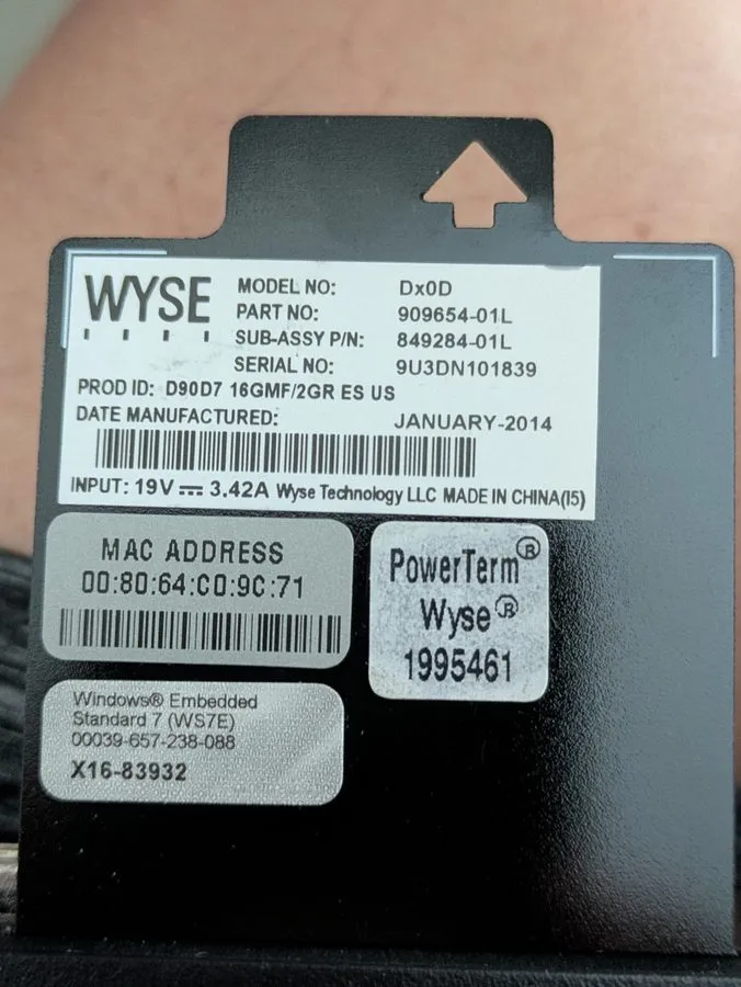 SSD-накопитель Dell Wyse D00DX Thin Client G-T48E 2GB DDR3 SDRAM 2GB SSD OS: Cit