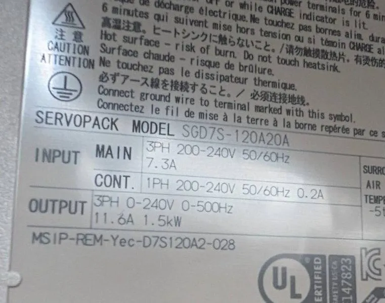 Сервопривод Yaskawa SGD7S-120A20A Servo Driver