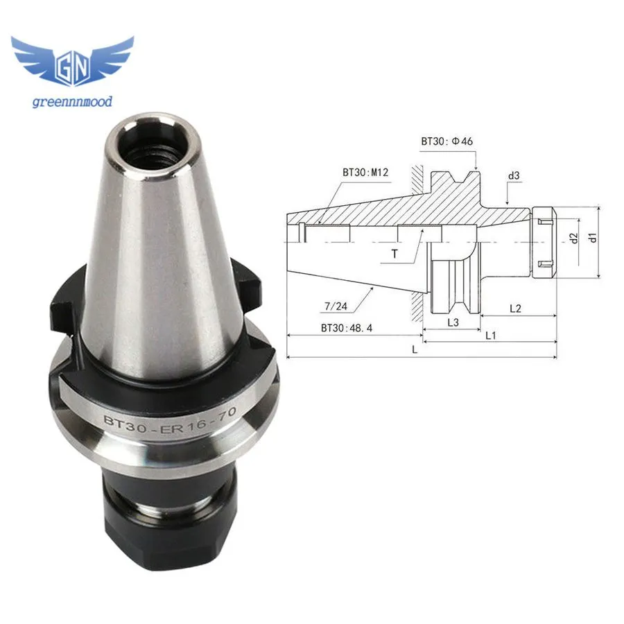 Режущий инструмент BT30-ER16 Collet Chuck W. 70mm GAGE LENGTH 4 Chucks Tool Hold