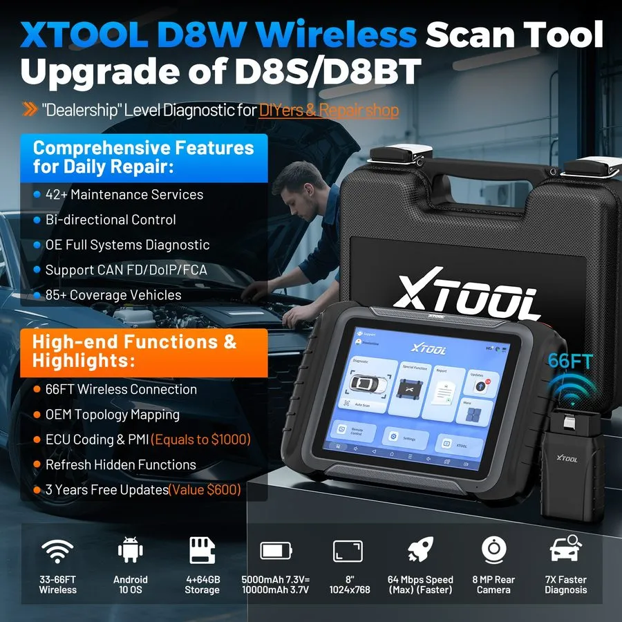 Диагностический сканер XTOOL D8W OBD2 Scanner Diagnostic Key Programming 3-Year — фото лота 1