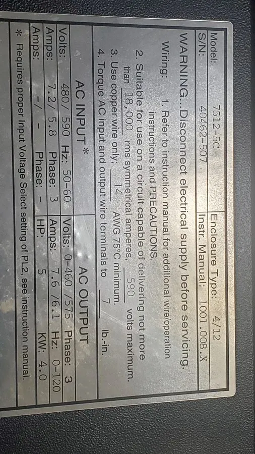 Частотный преобразователь Lenze 7512-5C Variable Frequency Drive VFD 5hp 3 Phase — фото лота 1