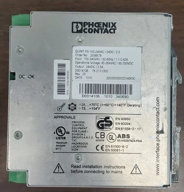 Блок питания Phoenix Power Supply QUINT-PS-100-240AC/24DC/2.5 2938578 OK