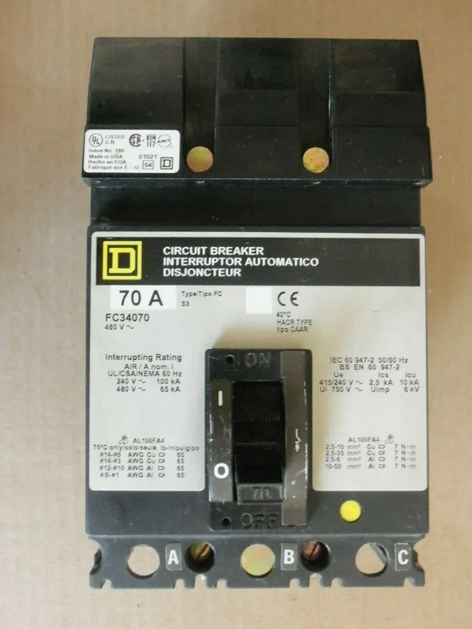 Автоматический выключатель Square D FC34070 70A 3P 480V I-Line Molded Case Circu