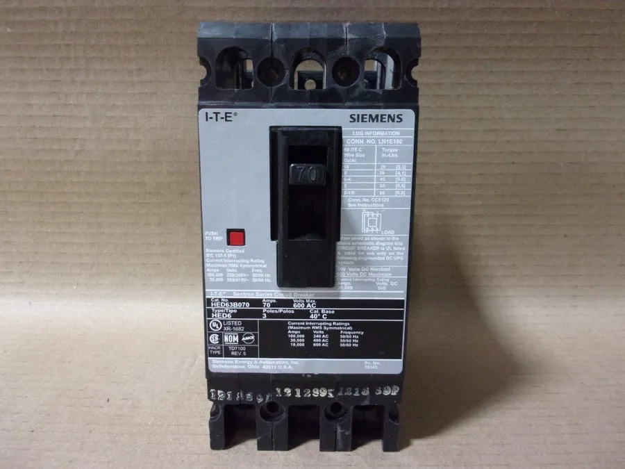 Автоматический выключатель Siemens HED43B070 Sentron Series Circuit Breaker 70A 