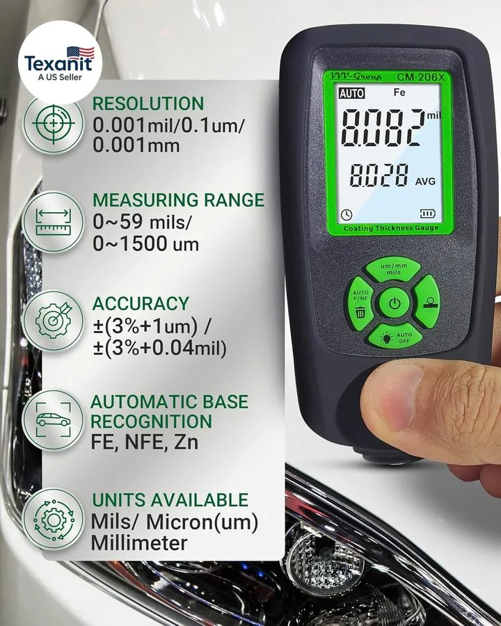 Толщиномер Paint Thickness Gauge CM-206X Automotive Coating Thickness Meter 0–59