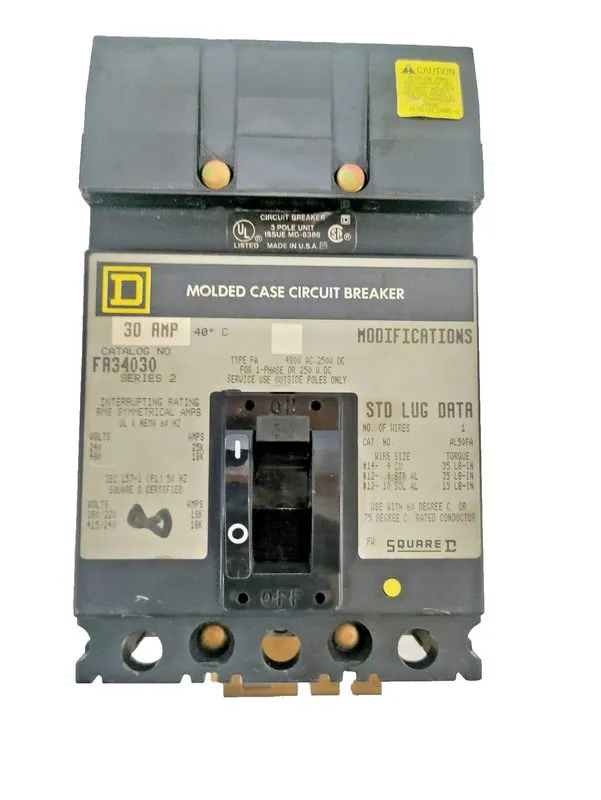 Автоматический выключатель Square D FA34030 Circuit Breaker 30A 3 Pole 480V 3P 3 — фото лота 1
