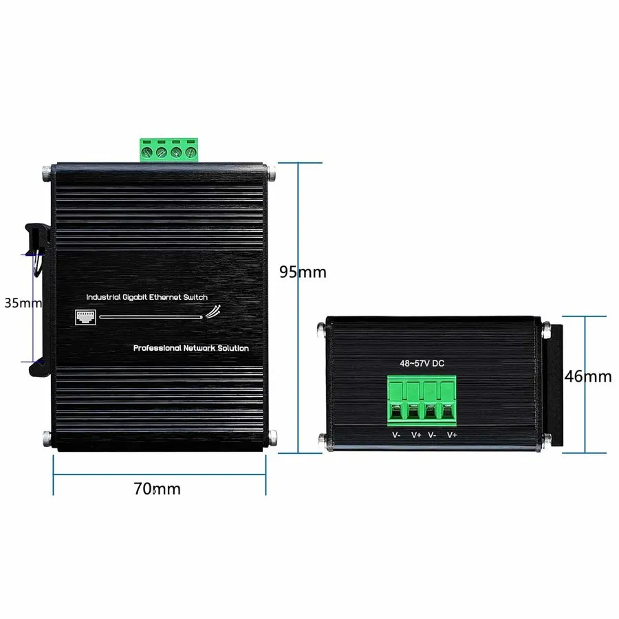 Коммутатор Industrial Gigabit PoE IN PD Switch 802.3bt PoE Passthrough Switch 5×