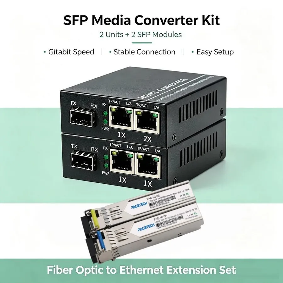 Медиаконвертер 1SFP+2RJ45 10/100/1000M Ethernet Transceiver Gigabit Media Conver