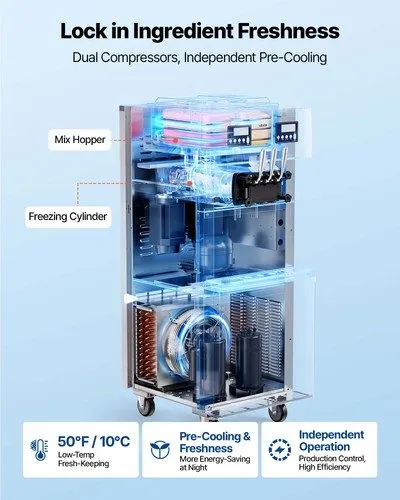 Оборудование для общепита VEVOR Commercial Ice Cream Machine 2200W 3-Flavor Soft