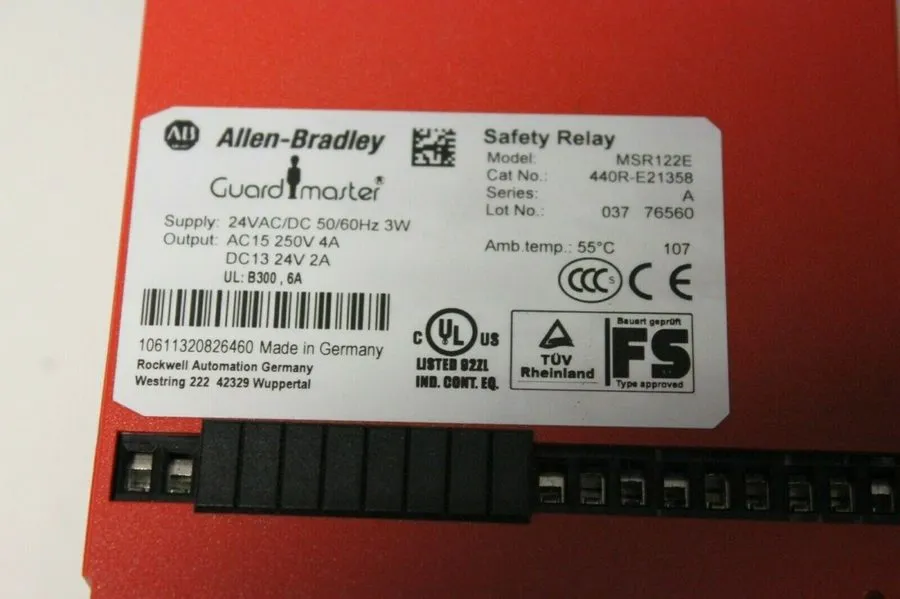 Реле безопасности ALLEN BRADLEY MSR122E GUARDMASTER SAFTY RELAY 440R-E21358 24VA