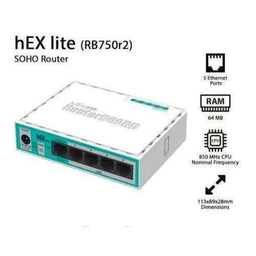Маршрутизатор ROUTERBOARD Hex Lite 5 Ports Router 5 X 10/100 Poe OSL4 RB750r2 MI