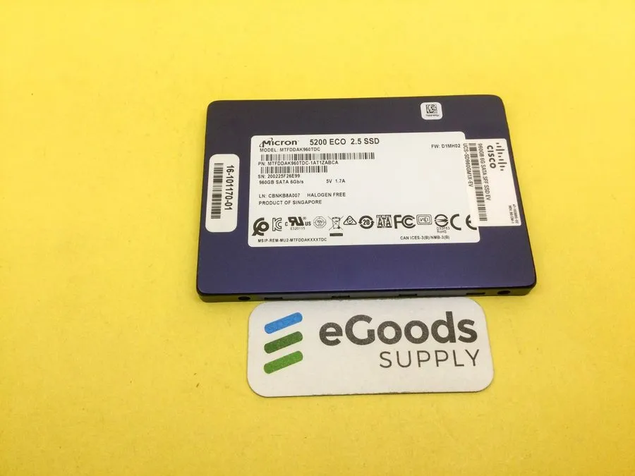 SSD-накопитель Micron 5200 ECO 960GB 2.5in SATA III 6Gb/s Internal SSD MTFDDAK96