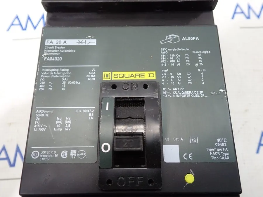 Автоматический выключатель Square D FA34020 I-Line Circuit Breaker 20A 3-Pole 48