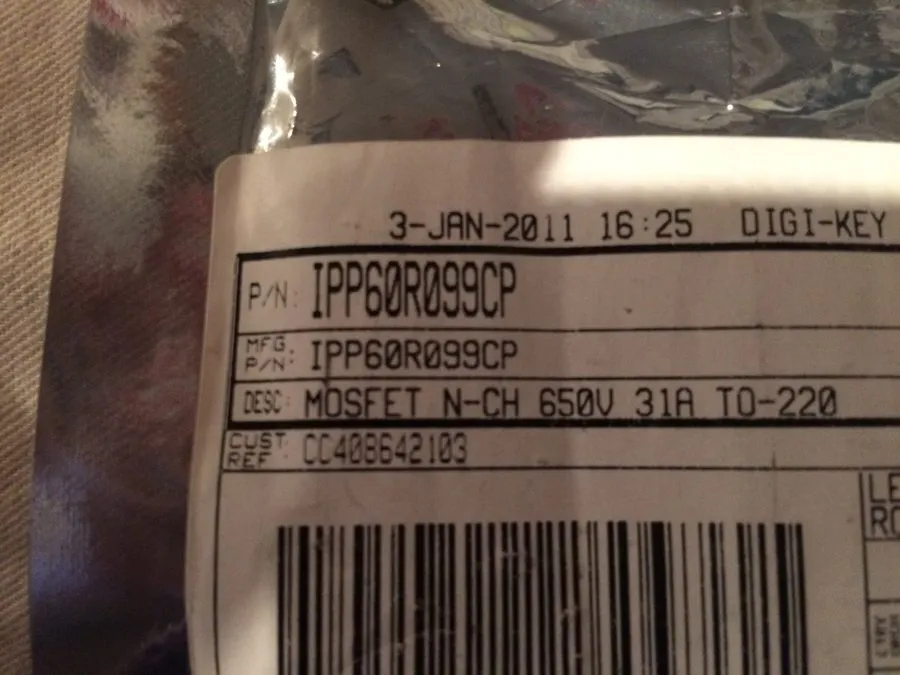 Транзистор Infineon IPP60R099CP MOSFET N-CH 650V 31A TO-220 (Bx6)