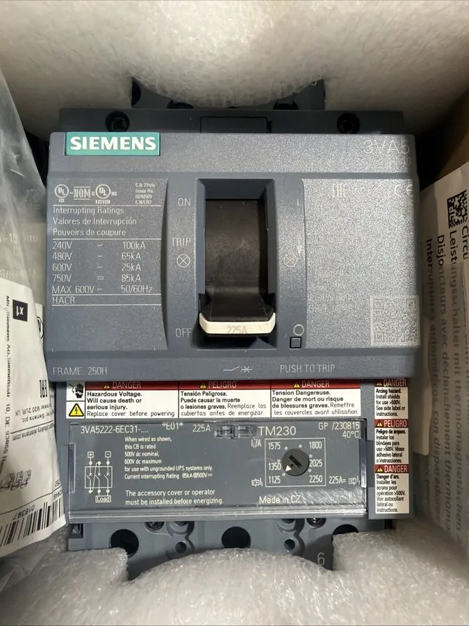 Автоматический выключатель Siemens 3VA5222-6EC31-0AA0 225 Amp 3-Pole Molded Case — фото лота 2