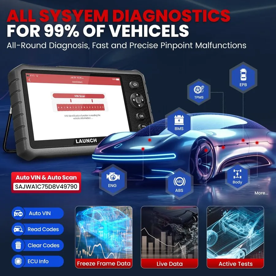 Диагностический сканер LAUNCH CRP919E CRP909E CRP129E PLUS OBD2 Car Diagnostic T — фото лота 2