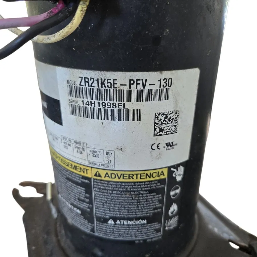 Компрессор Copeland 1.5 Ton Scroll AC Compressor ZR21K5E-PFV-130 R-22 208-230V #