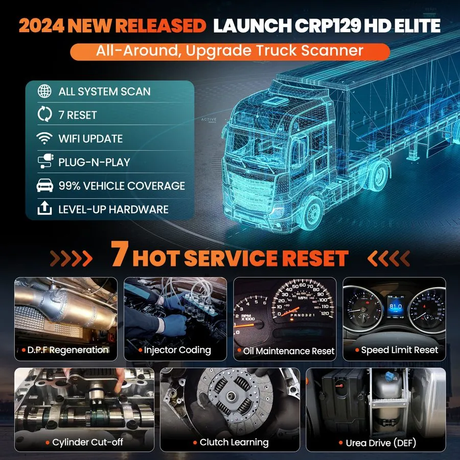 Диагностический сканер LAUNCH CRP129HD Heavy Duty Truck Diesel Scanner Diagnosti