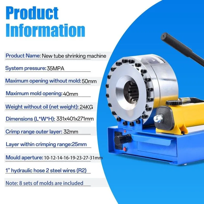 Трубопроводная арматура 5600KN Hydraulic Hose Crimper Pipe Clamping Machine w/ 8 — фото лота 2