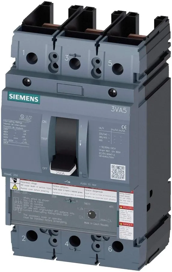 Автоматический выключатель SIEMENS 3VA5212-5ED31-0AA0 125A 600V 3-Pole Circuit B — фото лота 1