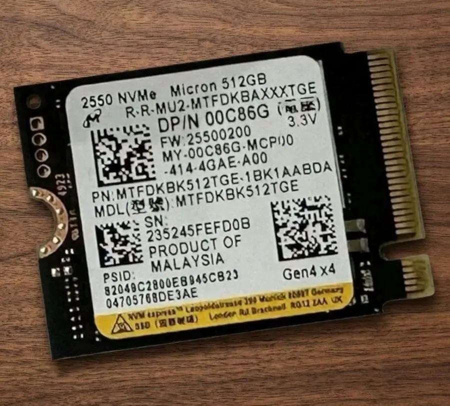 SSD-накопитель Micron 2550 512GB M.2 2230 NVMe PCIe Gen4 x4 SSD MTFDKBK512TGE