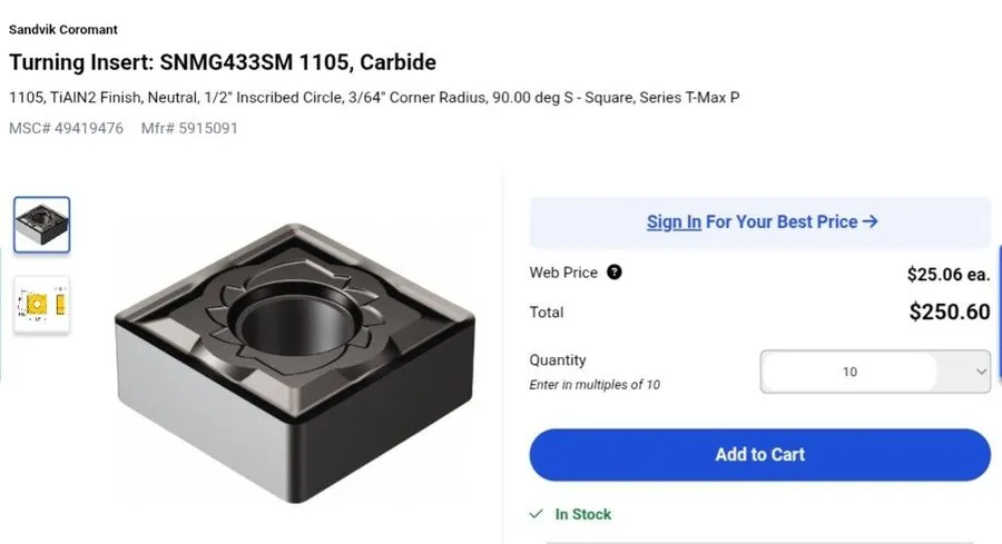 Режущий инструмент Sandvik CoromantTurning Insert: SNMG433SM 1105, Carbide — фото лота 2