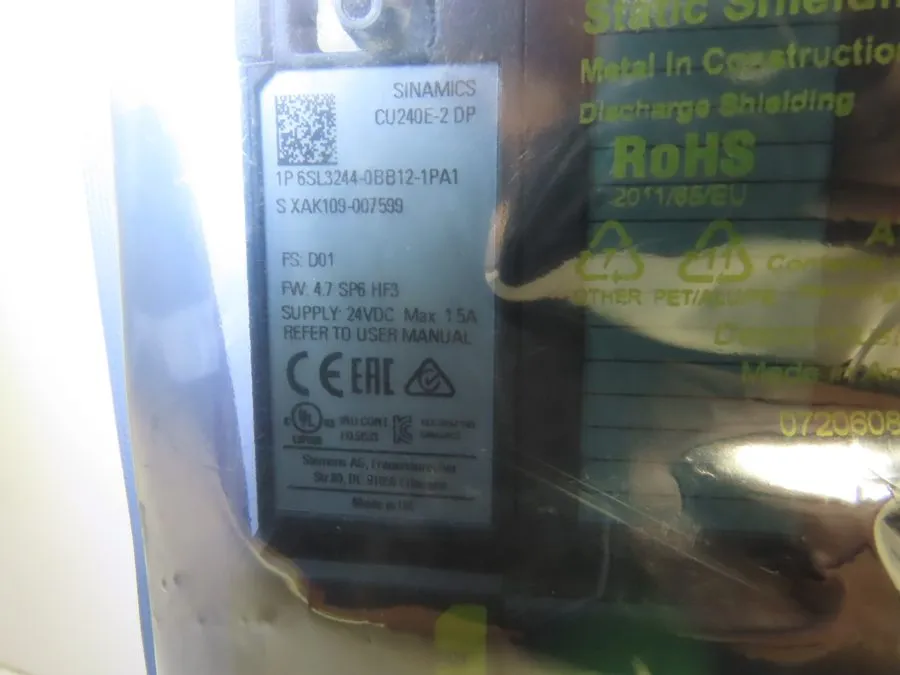 Частотный преобразователь SIEMENS 6SL3244-0BB12-1PA1 CU240E-2 DP VER.A03-4.5 SIN
