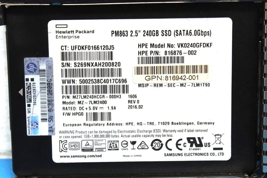 SSD-накопитель Samsung PM863 MZ-7LM2400 240GB SATA 6Gb/s 2.5" Solid State Drive 