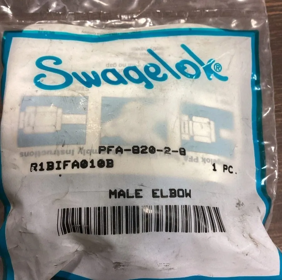 Фитинг Swagelok PFA-820-2-8 PFA Swagelok Male Elbow Tube Fitting R1BIFA010B — фото лота 2